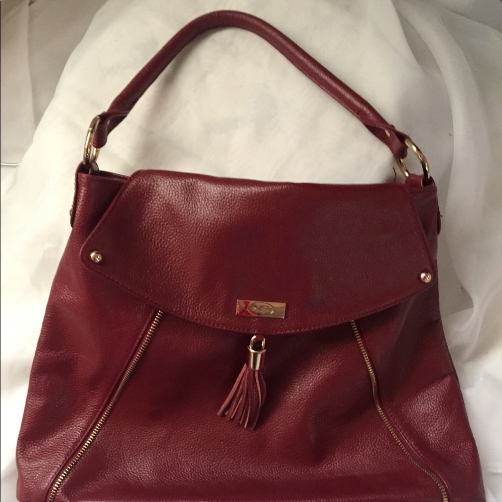 Beautiful red Onna red leather shoulder bag